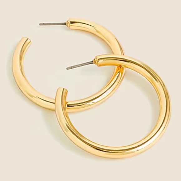 J. Crew Jewelry - J. Crew Mini Tube Hoop Earrings In Matte Gold NEW